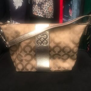 Gold Monogram Coach Small Hobo Handbag